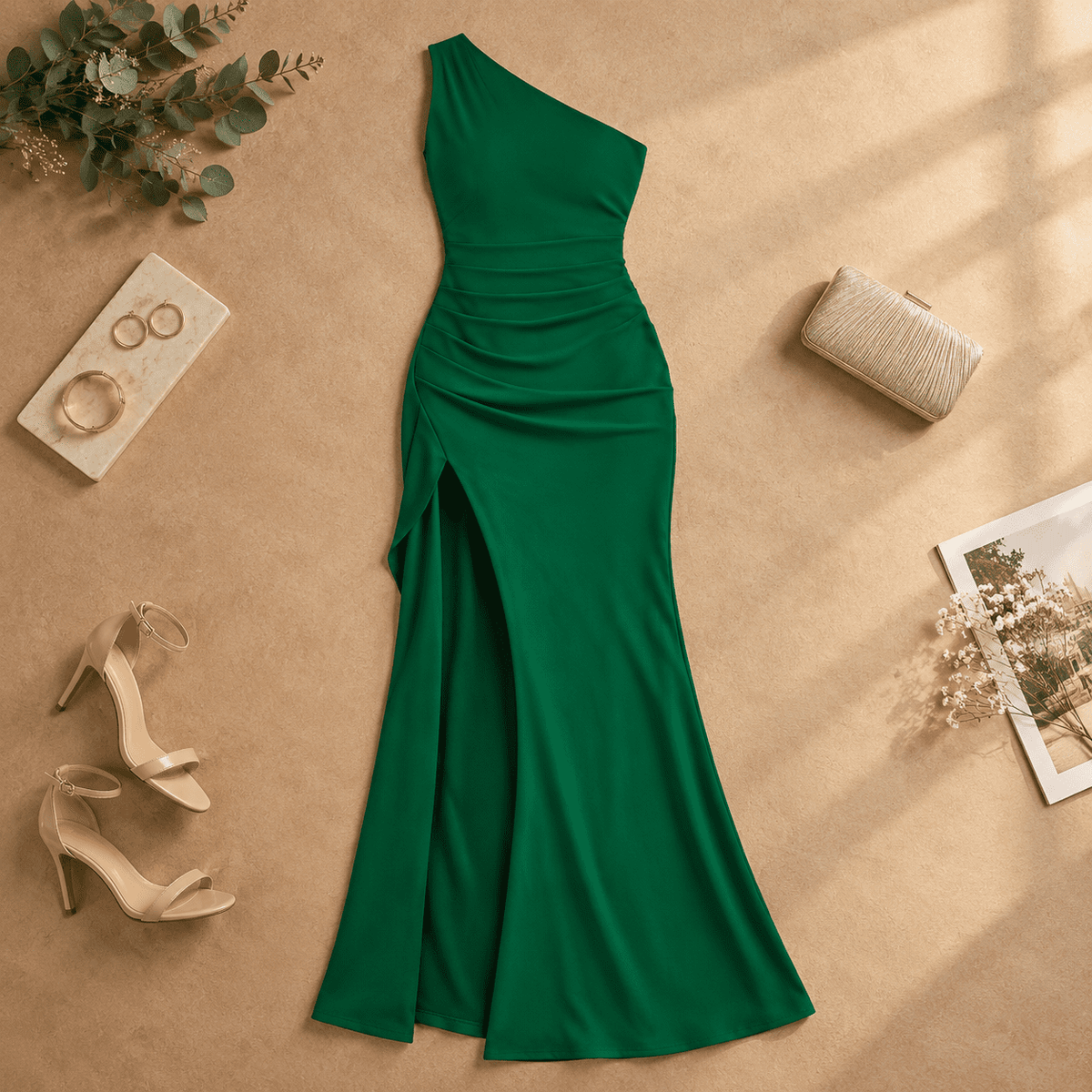 thumbnail image 6 of Women's One Shoulder Sleeveless High Split Long Dress, 6 of 7