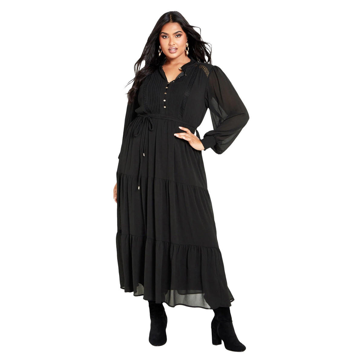 thumbnail image 1 of Avenue Women's Plus Size Jasmine Tiered Maxi Dress, 1 of 2
