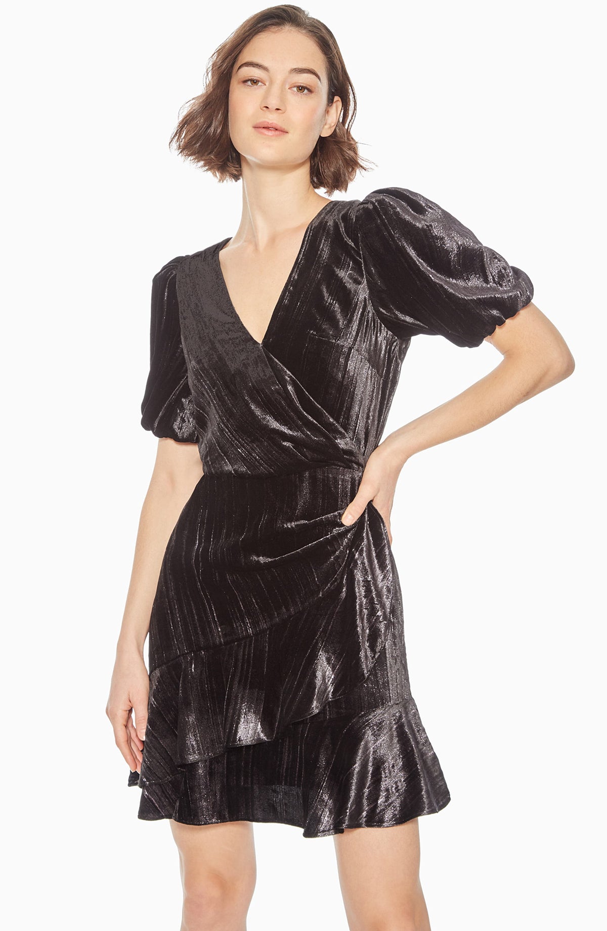 thumbnail image 1 of Parker IMPERIAL FOIL Hayden Velvet Mini Dress, US 6, 1 of 3