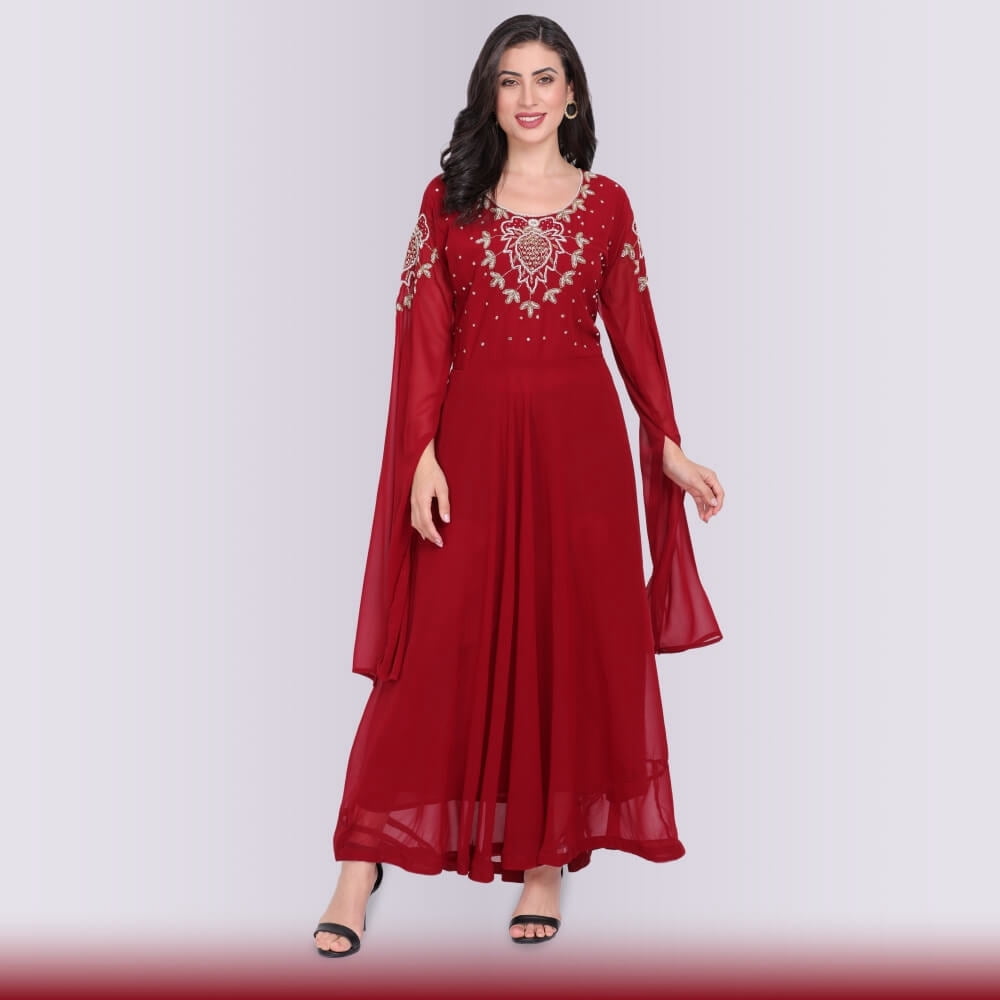 thumbnail image 1 of Unique Contemporary Gown dress - Maroon, 1 of 5