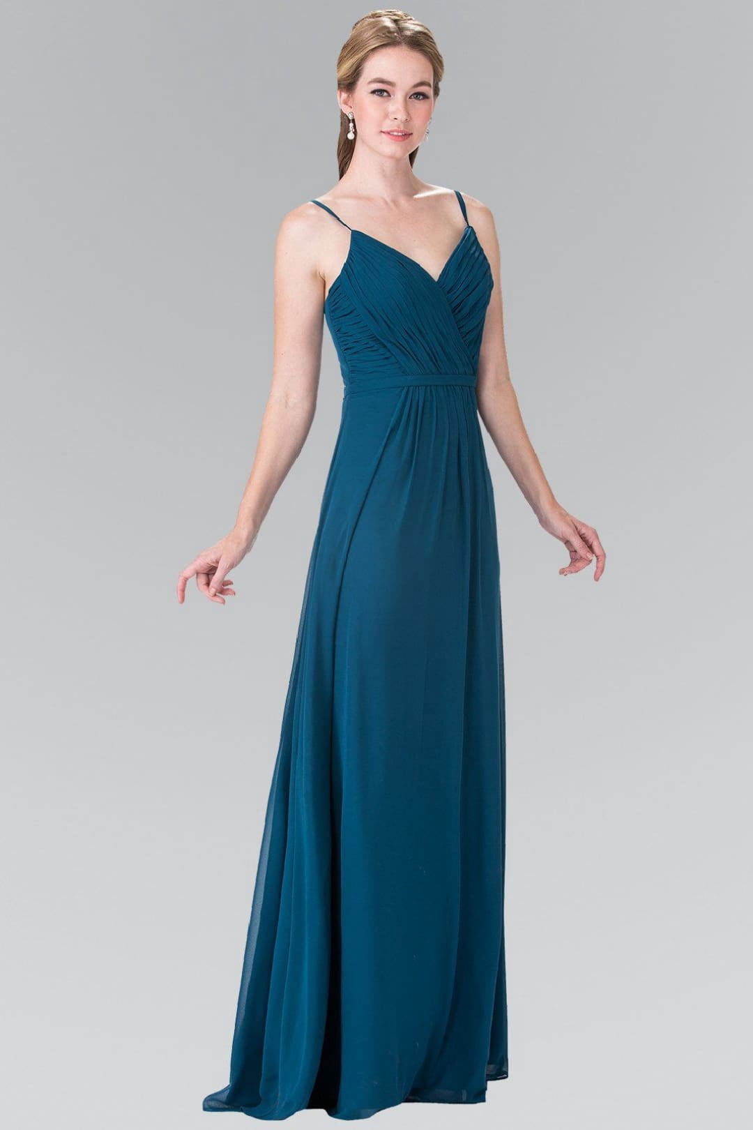 thumbnail image 1 of Women's Elizabeth K Long Sweetheart Pleated Dress Gl2374 Teal Size S, 1 of 4