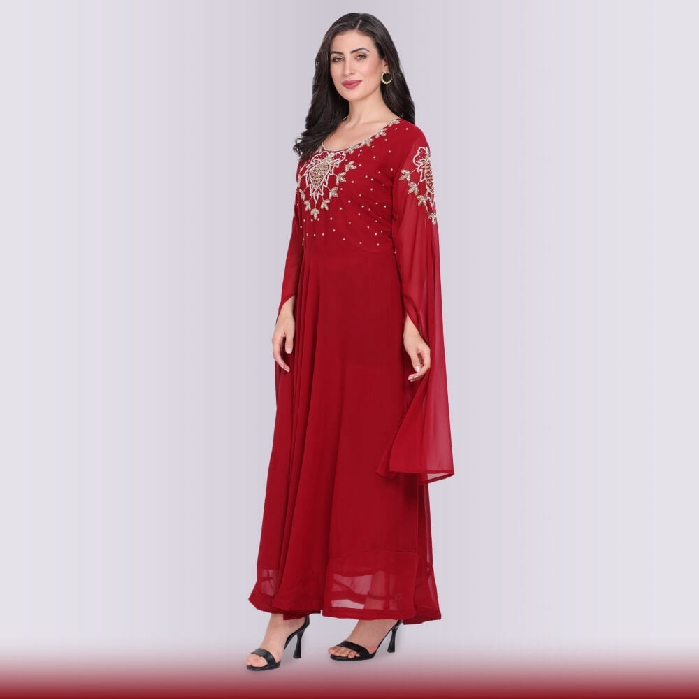 thumbnail image 3 of Unique Contemporary Gown dress - Maroon, 3 of 5